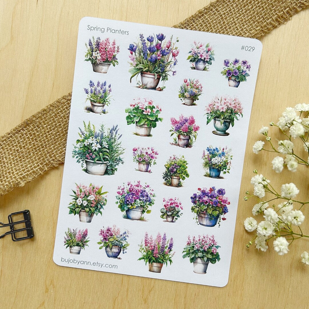Spring Planters Sticker Sheet | Scrapbooking Cozy Supply, Floral ...