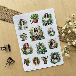 Stickervel Plant Mom | Botanic lover planner essential, unieke voorraad bullet journals, kant-en-klaar briefpapier
