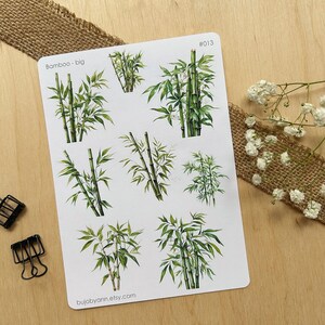 Bamboe stickervel groot | Unieke stickers voor post, esthetische leveringen voor bulletjournals, stickers botanische planner