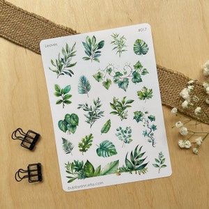 Stickervel bladeren | Plantstickers voor bullet journal, botanische plakboekdecoratie, perfecte plannerbenodigdheden