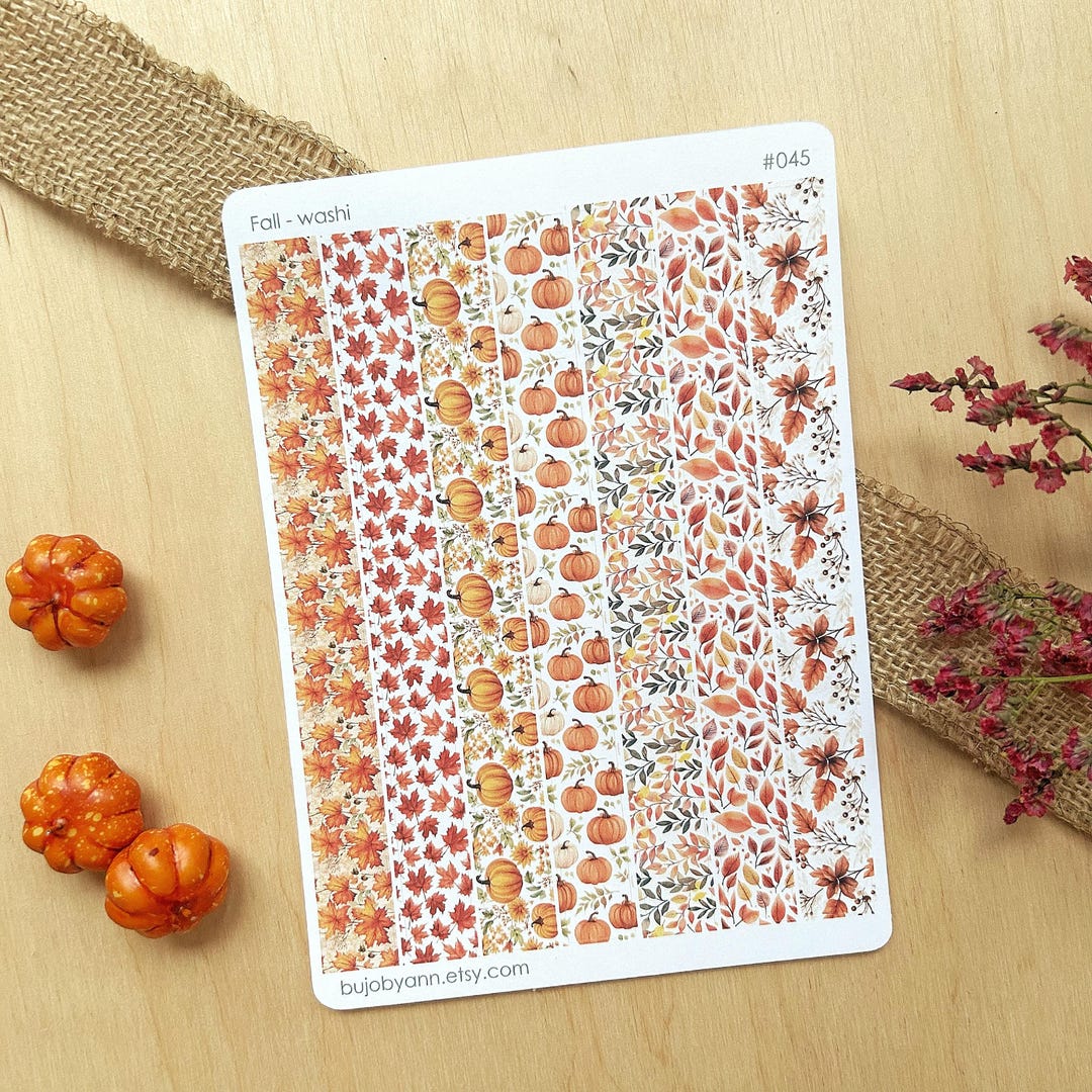 Fall Washi Sticker Sheet Bullet Journal Decorative Stickers, Premium ...
