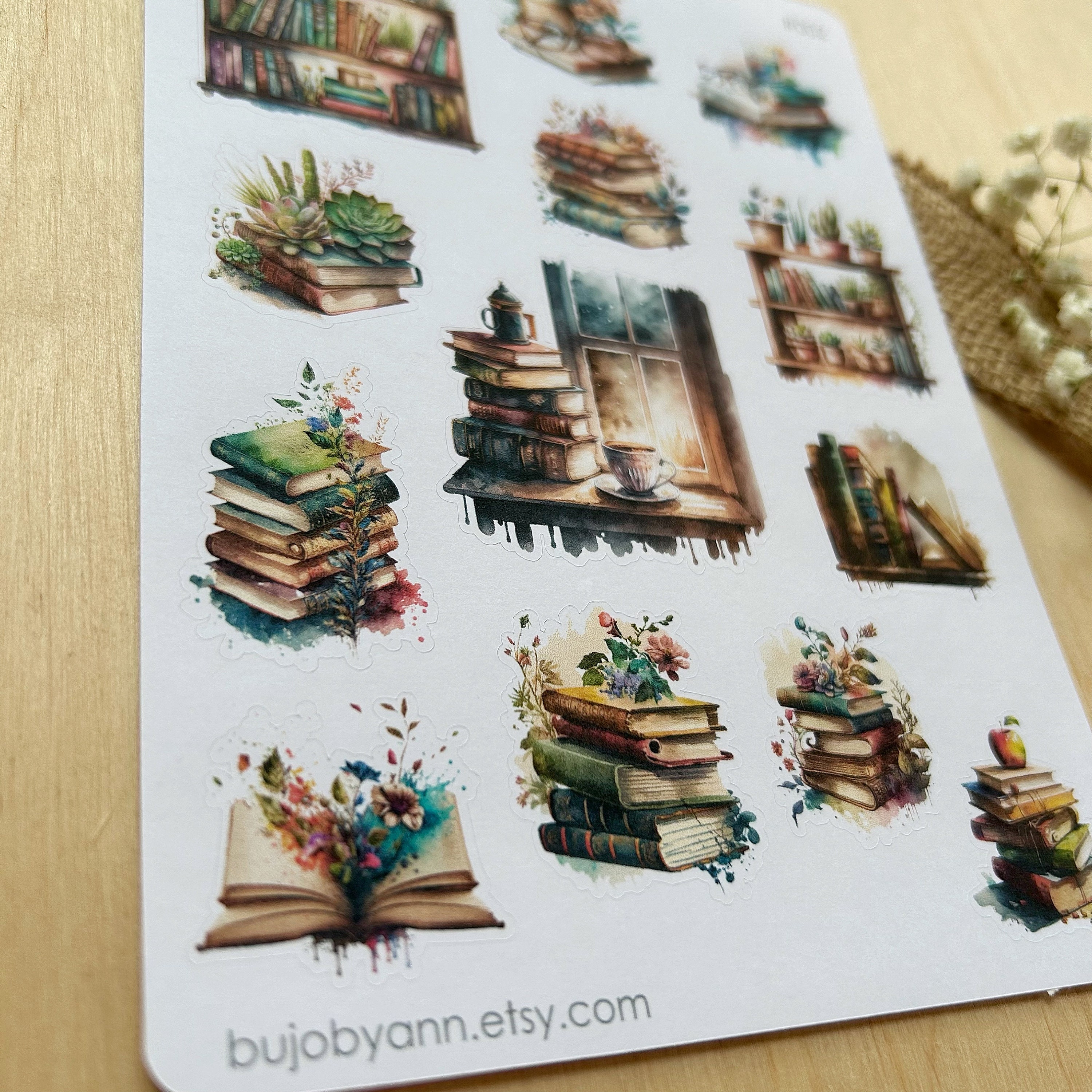 Cozy Books Sticker Sheet | Bullet Journal Boho Stickers, Reading ...