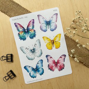 Stickervel grote pastelkleurige vlinder | Premium planneraccessoire, mooie stickers Bullet Journal, Decoratief artikel voor penvrienden