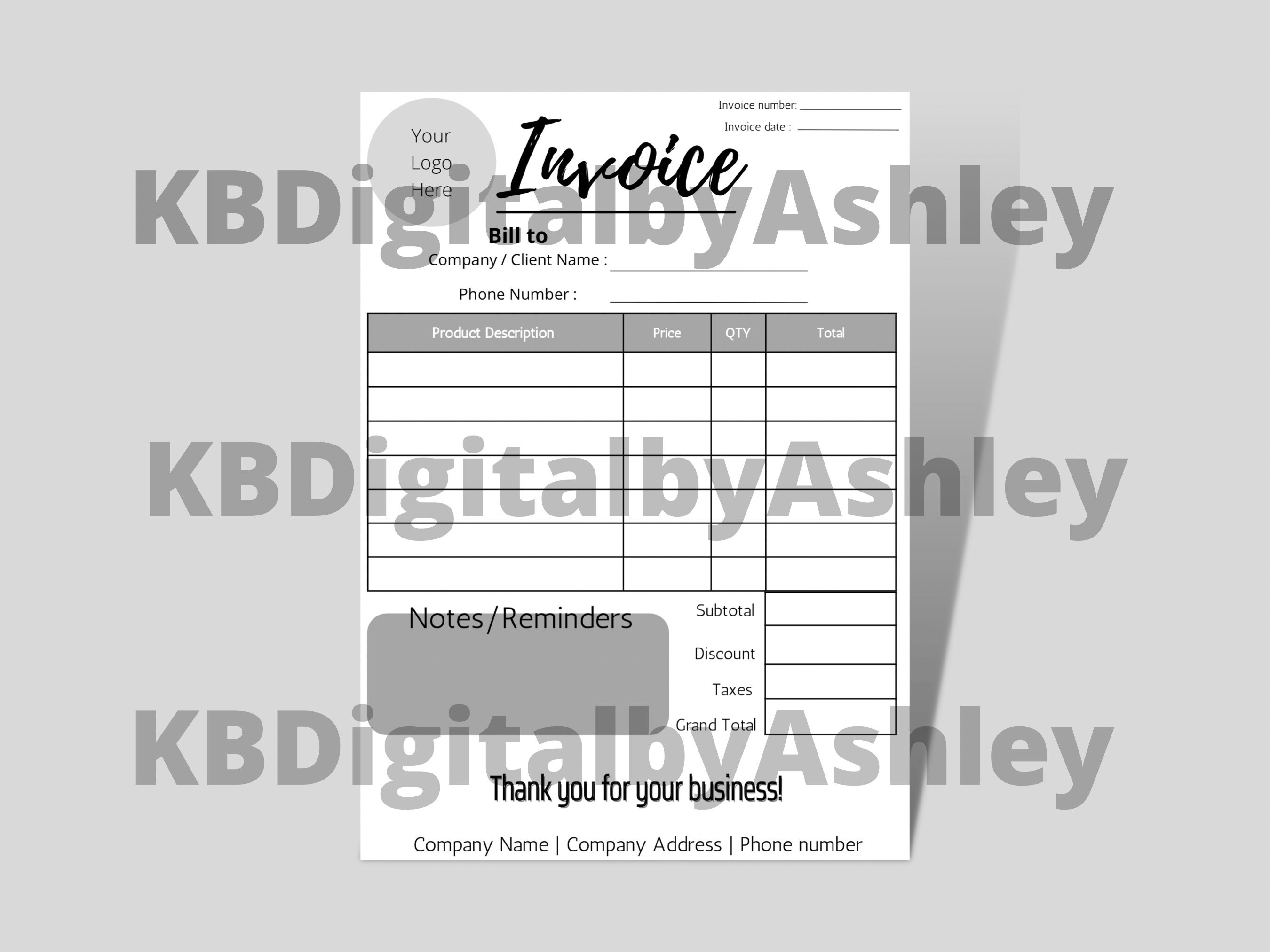 Invoice Company Invoice Customer Invoice Invoice Etsy