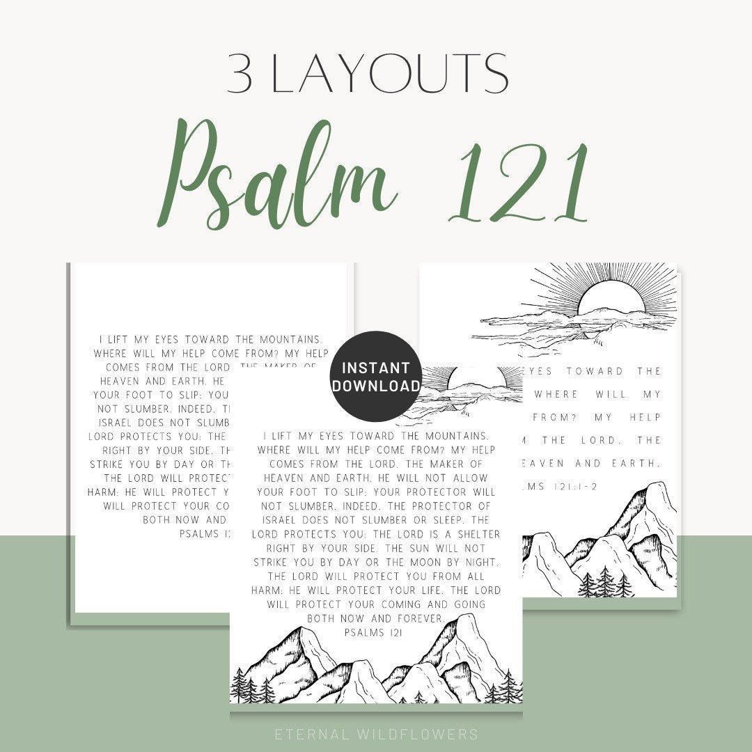 Psalm 121 Digital Printable Download, Scripture Bible Verse Minimalist