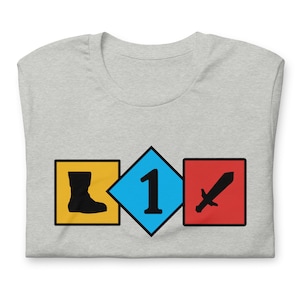 Clank Shirt Board Game Inspired Boots Sword and Skill Icons Legacy Unisex Soft Bella + Canvas T-Shirt Board Gamer Gift Unofficial Fan Art