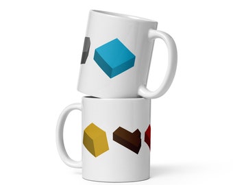 Architectes du Royaume de l'Ouest Tasse Jetons de ressource de jeu de société inspirés Tasse à café brillante blanche Tasse cadeau pour joueur de société Trilogie du Royaume de l'Ouest