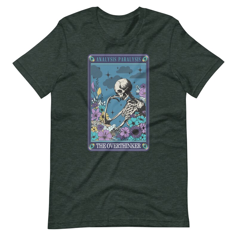 Board Game Shirt The Overthinker Analysis Paralysis Skeleton Funny Tarot Card Unisex Soft Bella + Canvas T-Shirt Board Gamer Gift