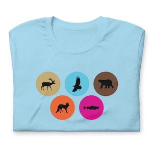 Cascadia Shirt Board Game Inspired Animal Tokens Wildlife Reference Unisex Soft Bella + Canvas T-Shirt Board Gamer Gift Unofficial Fan Art