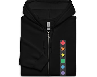Qwirkle-sweater tegel leggen bordspel geïnspireerde vormen Unisex zware mix hoodie met rits bordgamer cadeau onofficiële fanart