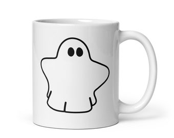 Meeple Ghost Mug Spooky Halloween Board Game Funny Meeple White Glossy Coffee Mug Cup Board Gamer Gift Unofficial Fan Art