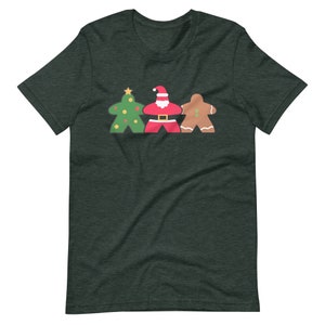 Holiday Meeple Shirt Board Game Meeple Santa Reindeer Gingerbread Man Christmas Unisex Soft Bella + Canvas T-Shirt Board Gamer Gift