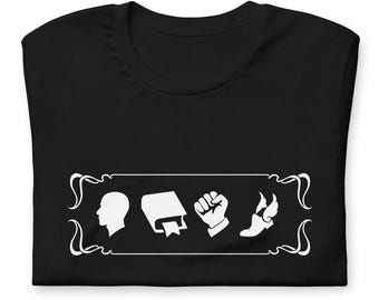 Arkham Horror Koszulka Gra Umiejętności Ikony Siła woli Intelekt Walka Zręczność Testy Unisex Miękka Koszulka Gracz Planszowy Prezent Nieoficjalna Fan Art