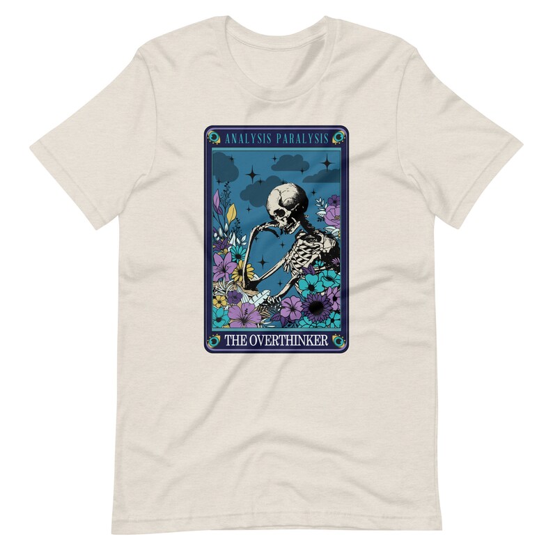 Board Game Shirt The Overthinker Analysis Paralysis Skeleton Funny Tarot Card Unisex Soft Bella + Canvas T-Shirt Board Gamer Gift