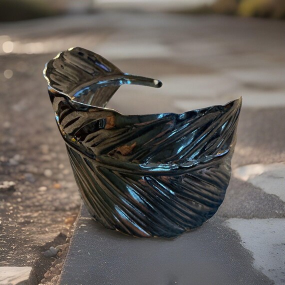 Silver Feather Cuff Bracelet - image 4