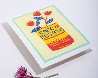 Cafe Bustelo Art Print, Southern Folk Art by Cora Nimtz