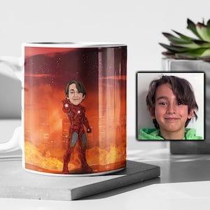 Caricatura di tazze personalizzate di supereroi, regali di tazze personalizzate, tazza di cartone animato, regali di compleanno, anniversario, regali di nozze, regali di cartoni animati, regali per bambini