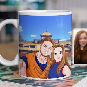 Tasse de portrait de famille Dragon Z personnalisée, tasses de caricature DBZ à partir de photos, transformez-vous en un portrait de dragon z sur des tasses, des tasses de manga, des tasses d'anime