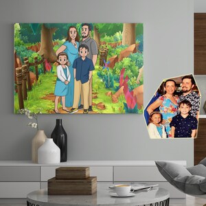 Poke canvas, personalized gifts for mom, custom cartoon, portrait from photo, soulmate drawing, husband gift, couples illustrated portrait