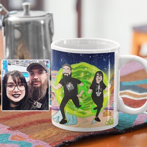 Retrato personalizado de taza de Rick, regalos personalizados para ella, regalos para los padres el día de la boda, regalos de aniversario de un año, regalos de maestros, arte Morty