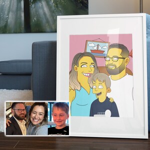 Yellow frame poster, custom drawing from photo, boyfriend gift ideas, groomsmen gifts personalized, custom pet portrait, grandma gifts