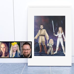 Star frame poster, custom portrait, personalized gift for her, gift for parents on wedding day, one year anniversary gift, teacher, Wars art