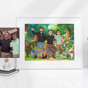 Poster con cornice Poke, disegno personalizzato da foto, idee regalo per fidanzati, regali per testimoni dello sposo personalizzati, ritratto personalizzato di animali domestici, regali per la nonna