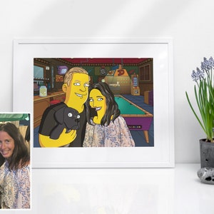 Yellow frame poster portrait from photo, personalized gifts for him, bridesmaid gifts wedding day, engagement gifts for couple, gift for him