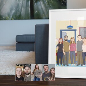 Bobs frame poster portrait, creative personalized gift, house warming gift, painting from photo, family portrait, bridal shower, Burgers art