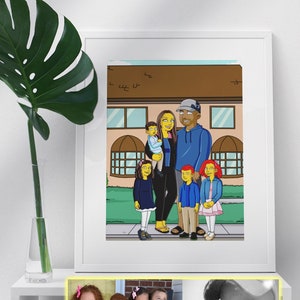 Yellow frame poster, personalized gifts for mom, custom cartoon, portrait from photo, soulmate drawing, husband gift, couples portrait