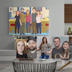 Bobs Leinwand Porträt, kreative personalisierte Geschenke, Einweihungsgeschenk, Gemälde vom Foto, Familien Porträt, Brautparty Geschenk, Burgers