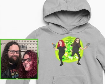 Rick hoodies personalized gifts for mom, custom cartoon, portrait from photo, soulmate drawing, husband gift, couples portrait, Morty art