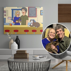 Bobs canvas custom drawing from photo, boyfriend gift ideas, groomsmen gifts personalized, custom pet portrait, grandma gifts, Burgers art