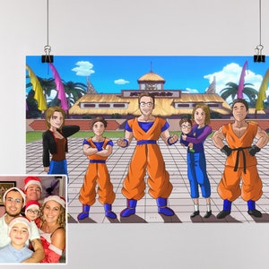 Dragon poster, creative personalized gift, gift for mom, custom gift for her, caricature gift for him, DBZ style cartoon, anime style Balls
