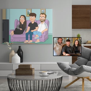 Family Canvas custom drawing from photo, bridesmaid gifts wedding day, 50th wedding anniversary gifts, groomsmen gifts personalized, Guy art