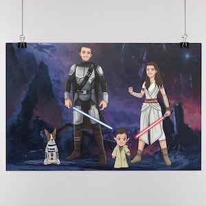 Star portrait poster, custom portrait, personalized gifts for her, gifts for parents on wedding day, one year anniversary gifts, Wars art
