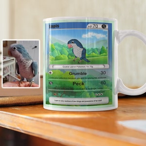 Aangepaste huisdieren Poke Cards mok, verander uw huisdier in een Poke Monster portret op mokken, foto naar tekenfilm, huisdieren honden katten ruilkaart portretten