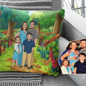 Poke pillow art, cartoon from photo, personalized gift for him, bridesmaid gifts wedding day, engagement gifts for couples, pet gift for him