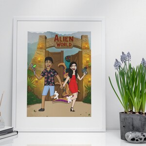 Rick frame poster, personalized gifts for mom, custom cartoon, portrait from photo, soulmate drawing, husband gift, couples portrait, Morty