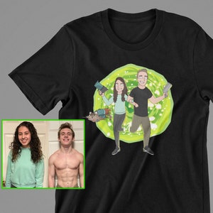 Rick t-shirt portrait, creative personalized gift, personalized gifts for mom, personalized gifts for her, personalized gifts for him, Morty