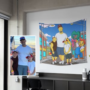 Retrato de tapiz de estilo amarillo de la foto, regalos personalizados para él, regalos de dama de honor el día de la boda, regalos de compromiso para parejas