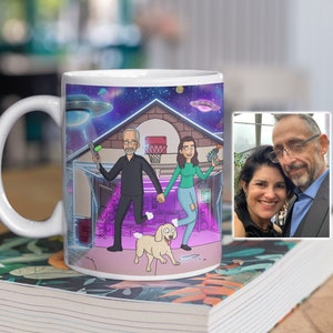 Rick mug personalized gifts for mom, custom cartoon, portrait from photo, soulmate drawing, husband gift, couple portrait, cartoon Morty art