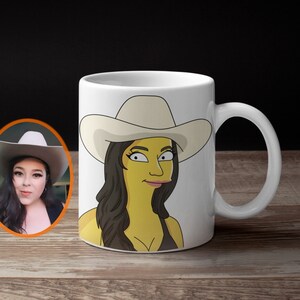 Taza de estilo amarillo, regalos personalizados para mamá, caricatura personalizada, retrato de foto, dibujo de alma gemela, regalo de esposo, retrato de pareja