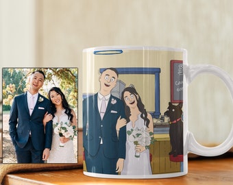 Bobs mug from photo, personalized gifts for him, bridesmaid gifts wedding day, engagement gifts for couples, pet gift for him, Burgers art