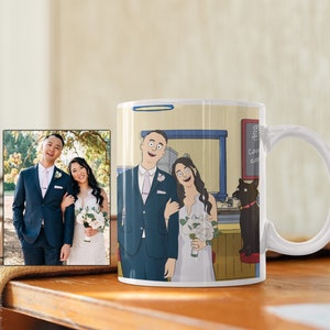 Bobs mug from photo, personalized gifts for him, bridesmaid gifts wedding day, engagement gifts for couples, pet gift for him, Burgers art