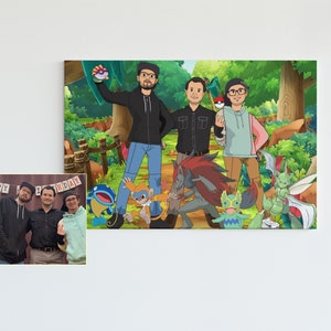 Retrato de lienzo Poke, regalos personalizados creativos, regalo de inauguración de la casa, pintura de la foto, retrato familiar, regalo de despedida de soltera