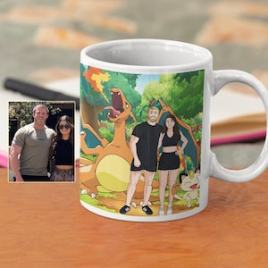 Portrait de tasse de poke, cadeaux personnalisés créatifs, cadeau de pendaison de crémaillère, peinture de photo, portrait de famille, cadeau de douche nuptiale