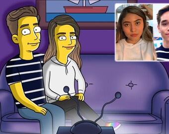 custom yellow cartoon family portrait digital image drawing, anime illustrations caricature from photos cartoon family portrait digital JPEG