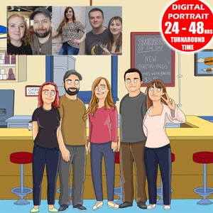 Bobs personalized gifts for mom, digital art, custom cartoon, portrait from photo, soulmate drawing, husband gift, couples portrait, Burgers