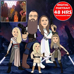 Star digital portrait, personalized portrait from photos, bridesmaid gifts, best gifts for her, 50th wedding anniversary gifts, Wars art